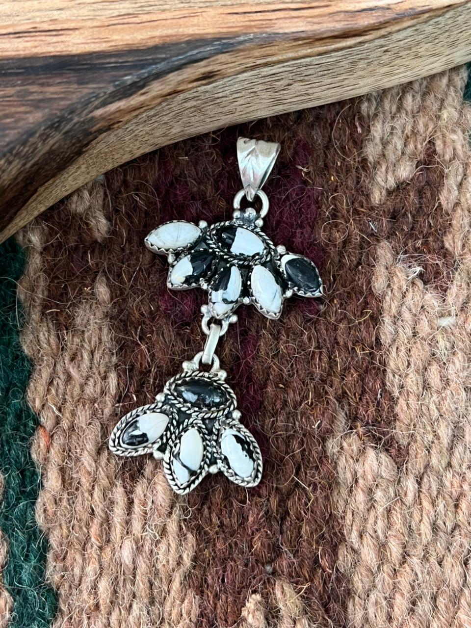 Handmade Sterling Silver White Buffalo Pendant "Signed Nizhoni"