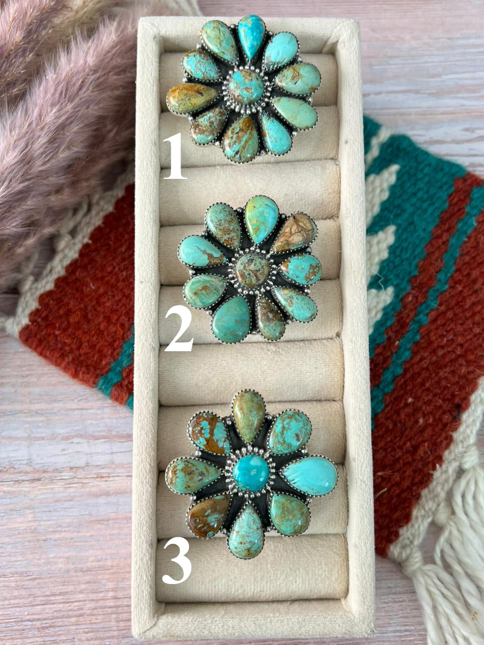 Handmade Sterling Silver Baja Turquoise Collection: Adjustable Ring "Signed Nizhoni" (5)