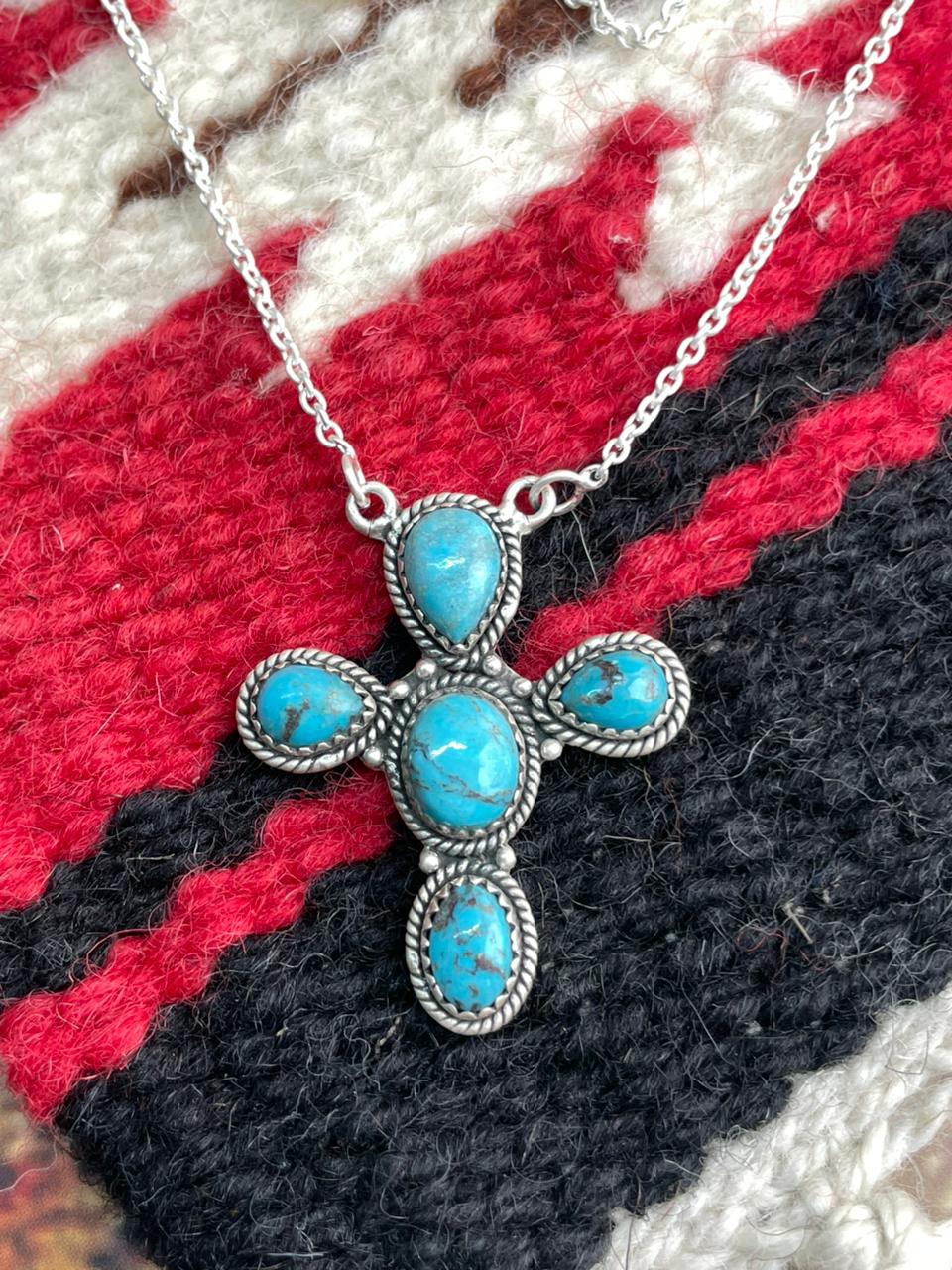 Handmade Sterling Silver Arizona Blue Turquoise Necklace "Signed Nizhoni"