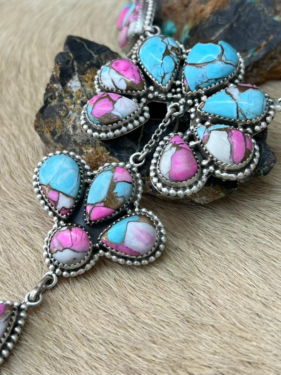 Handmade Sterling Silver Cotton Candy Necklace "Signed Nizhoni"