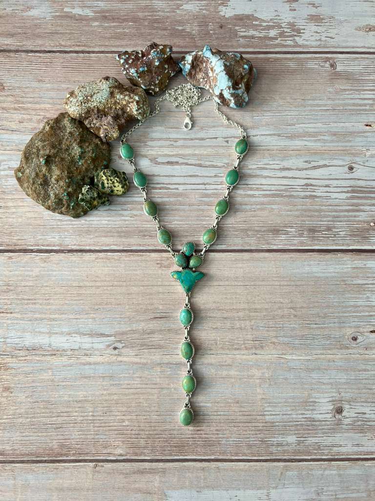 Handmade Sterling Silver Kingman Turquoise Necklace "Signed Nizhoni"