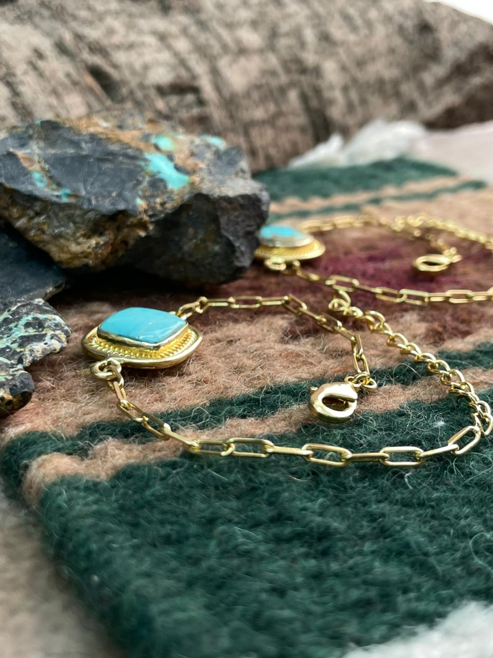 “The Golden Collection” Handmade Number 8 Turquoise with Gold Bracelet