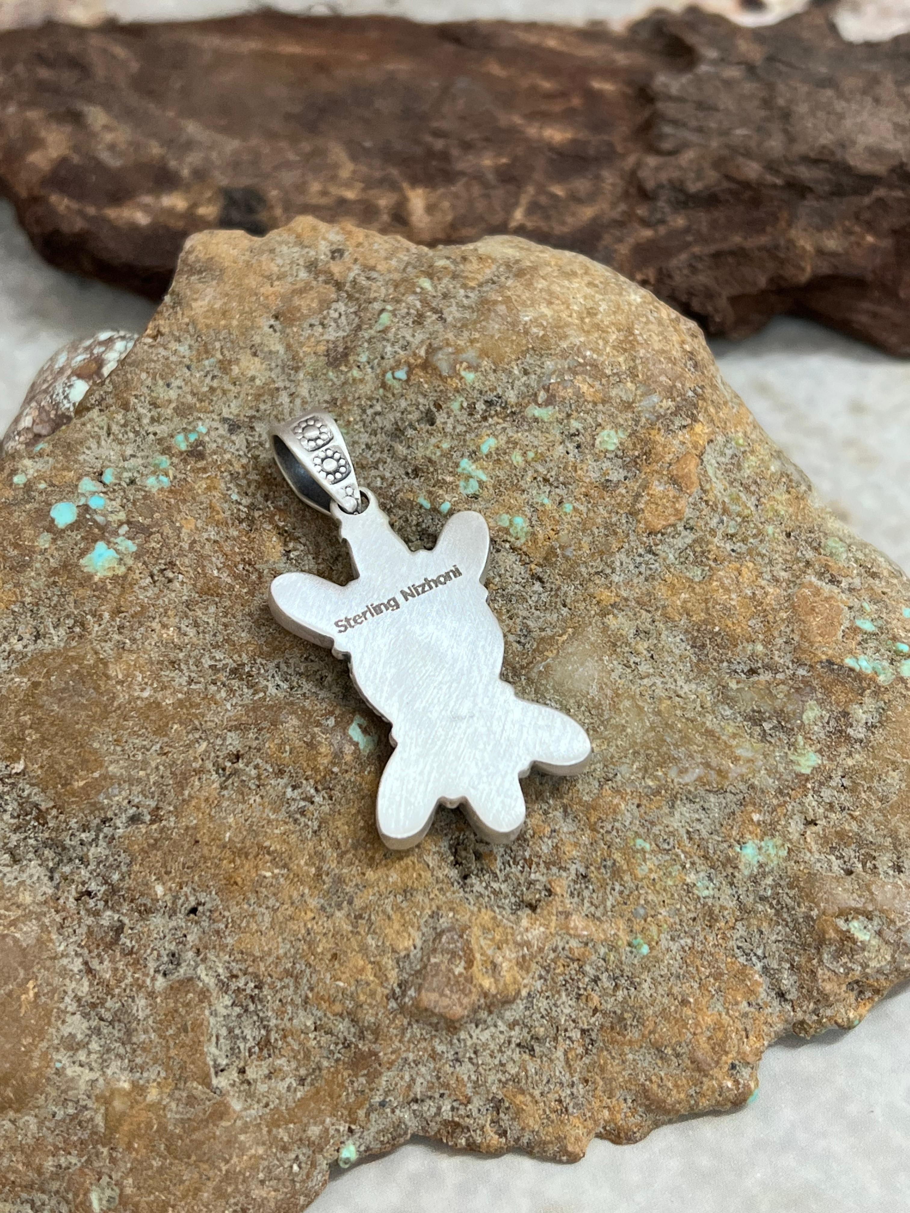 Handmade Sterling Silver Kingman with Wild Horse Pendant Signed Nizhoni