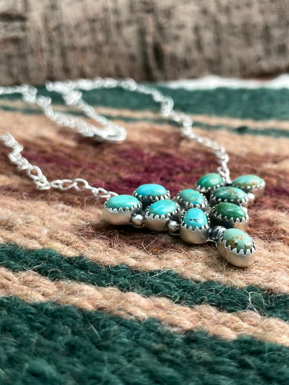 Handmade Sterling Silver Kingman Turquoise Necklace "Signed Nizhoni"
