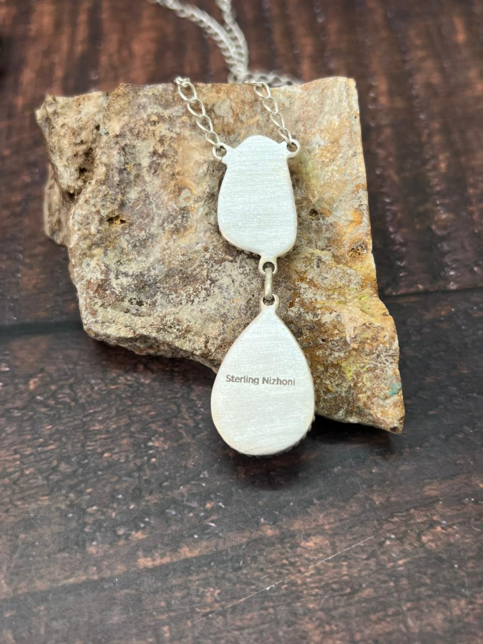 Handmade Sterling Silver Mantis Turquoise Necklace "Signed Nizhoni"