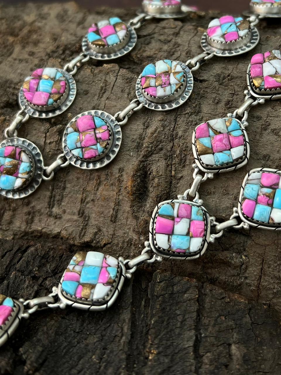 Handmade Sterling Silver Cotton Candy Necklace "Signed Nizhoni"