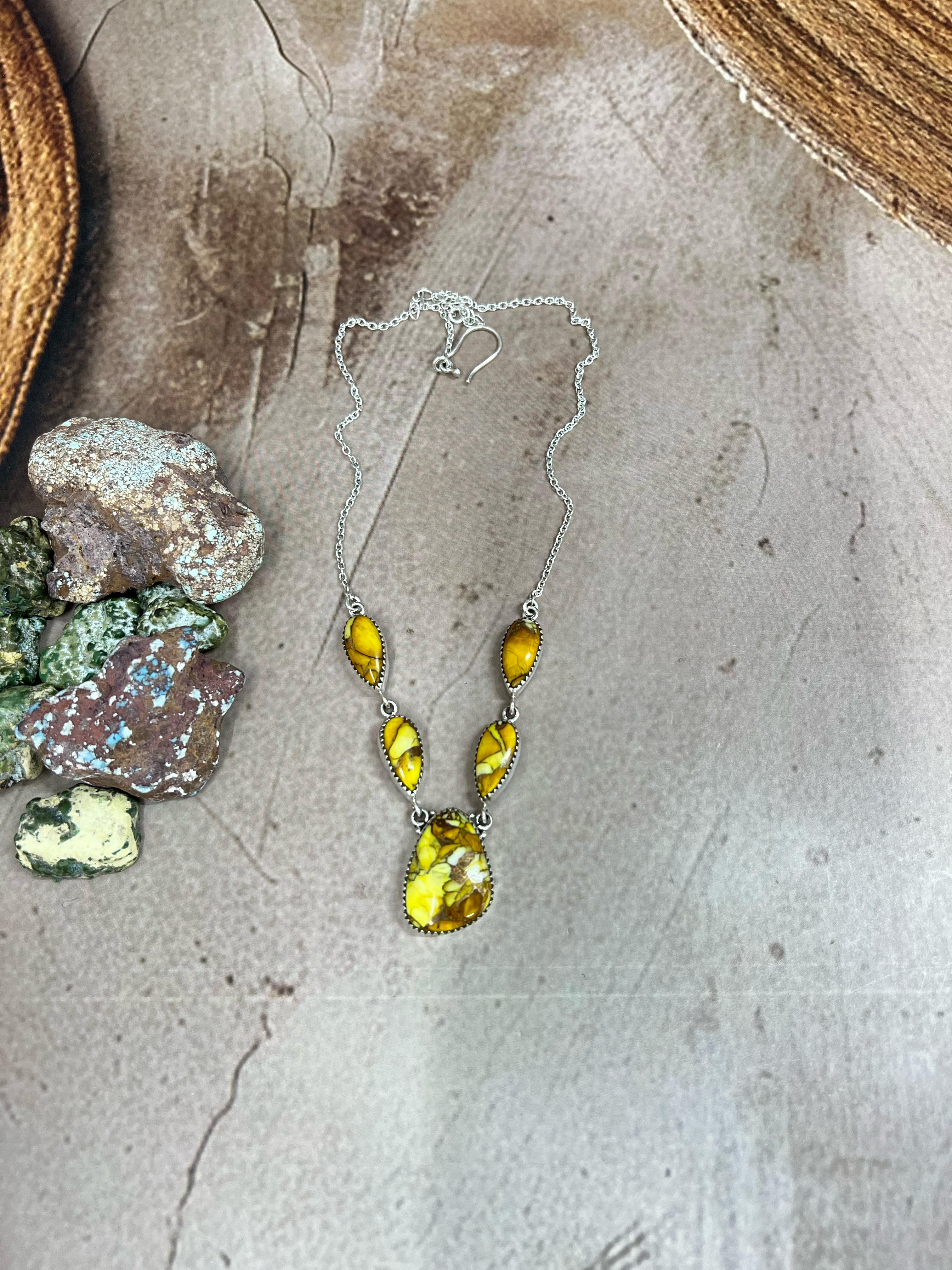 Handmade Sterling Silver Honey Dahlia Necklace with Signed Nizhoni (4)