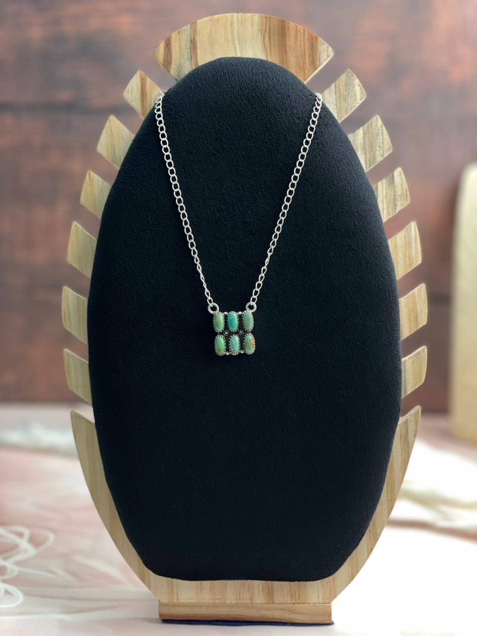 Handmade Sterling Silver Kingman Turquoise Necklace "Signed Nizhoni"