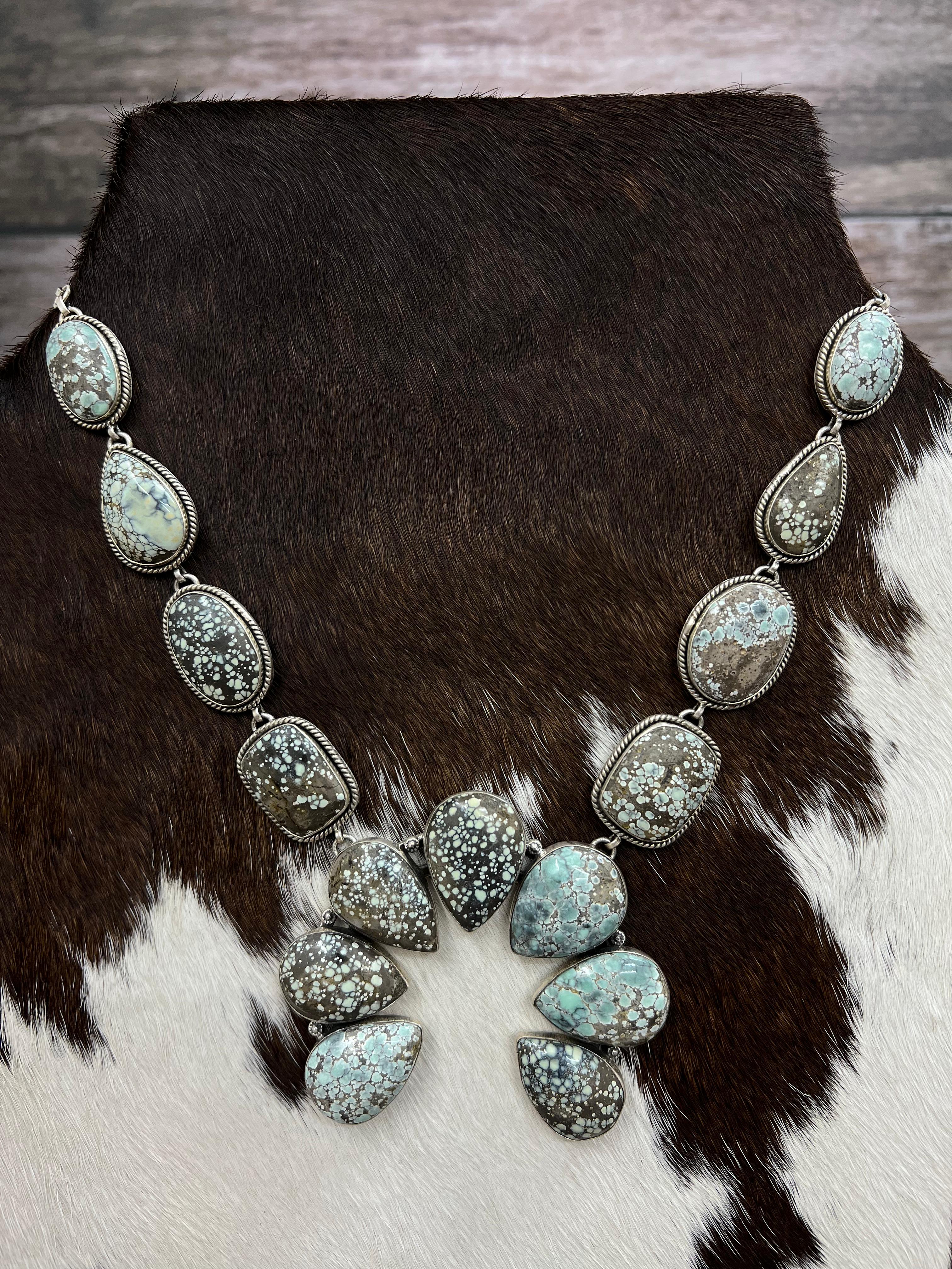 Handmade Sterling Silver Starfox Variscite Necklace Signed Nizhoni