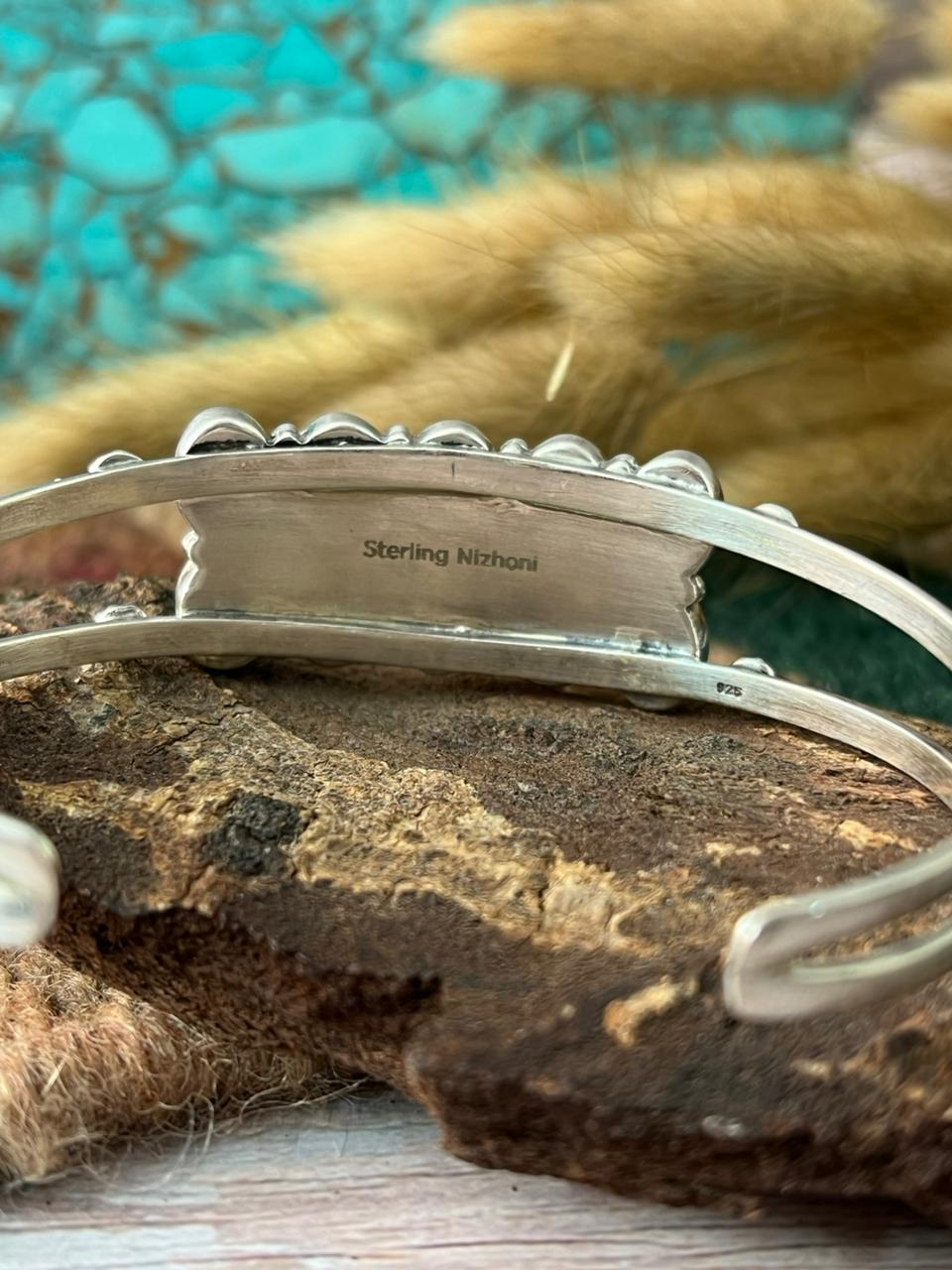 Handmade Sterling Silver Mint Dahlia Collection: Cuff Bracelet "Signed Nizhoni"