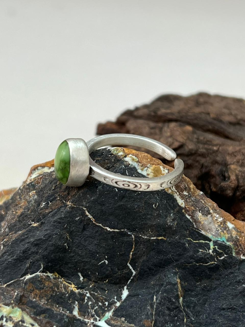 Handmade Sterling Silver Sonoran Mountain Turquoise Adjustable Ring "Signed Nizhoni"