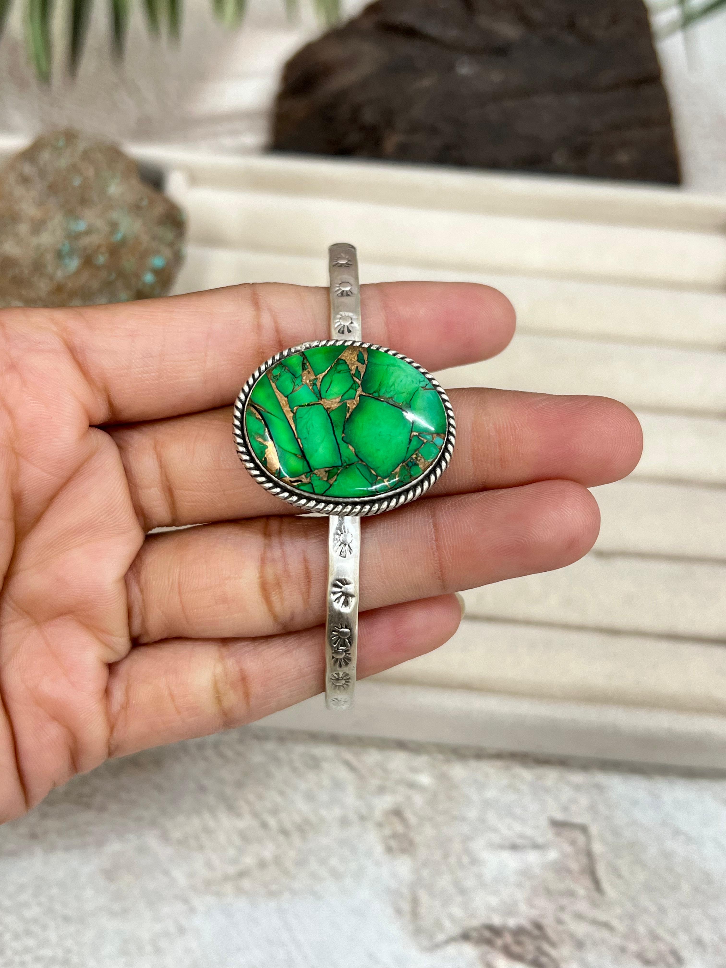 Handmade Sterling Silver Multi Stone Bracelet with Signed Nizhoni (3)