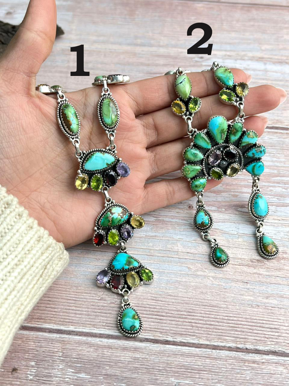 Handmade Sterling Silver Sonoran with Cut Stone Necklace "Signed Nizhoni"