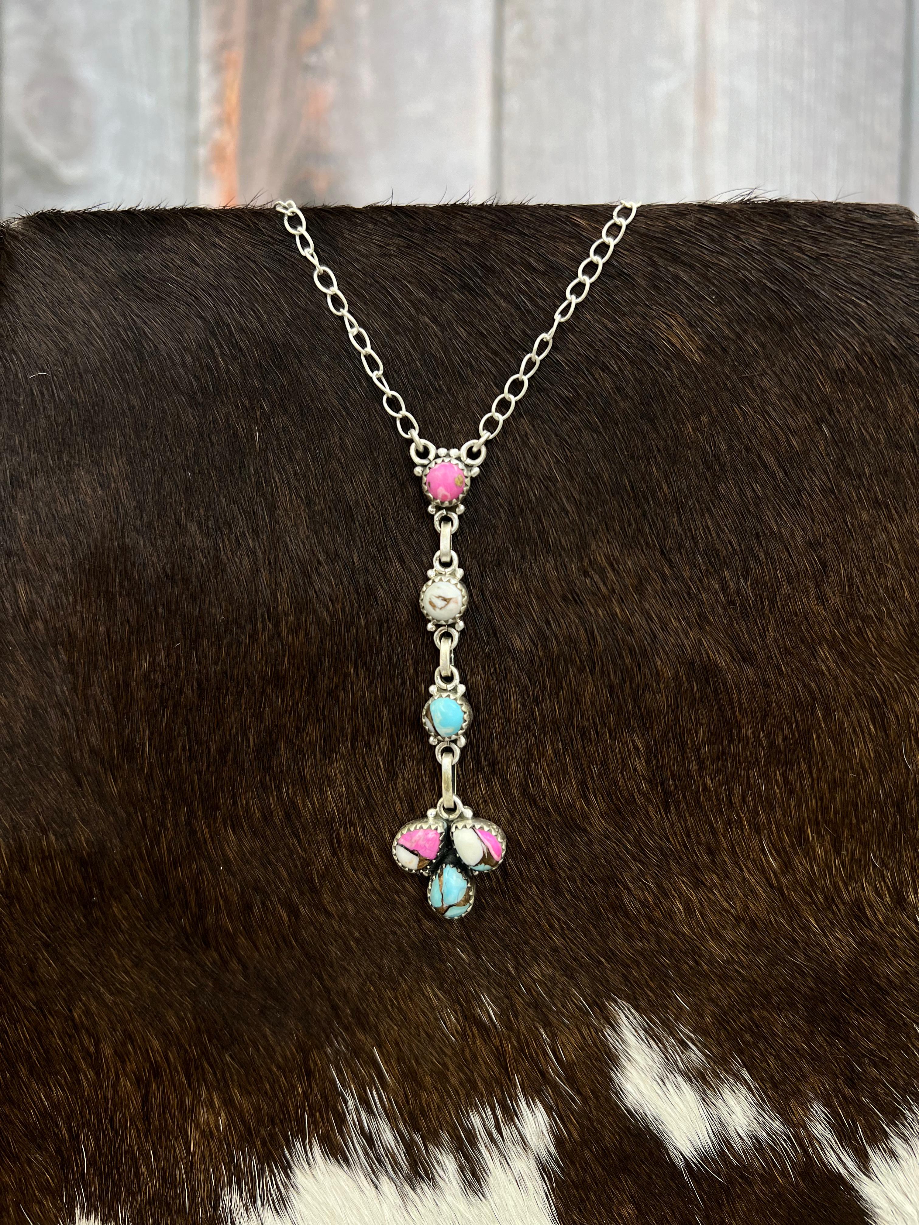 Handmade Sterling Silver Cotton Candy Necklace Signed Nizhoni (9)