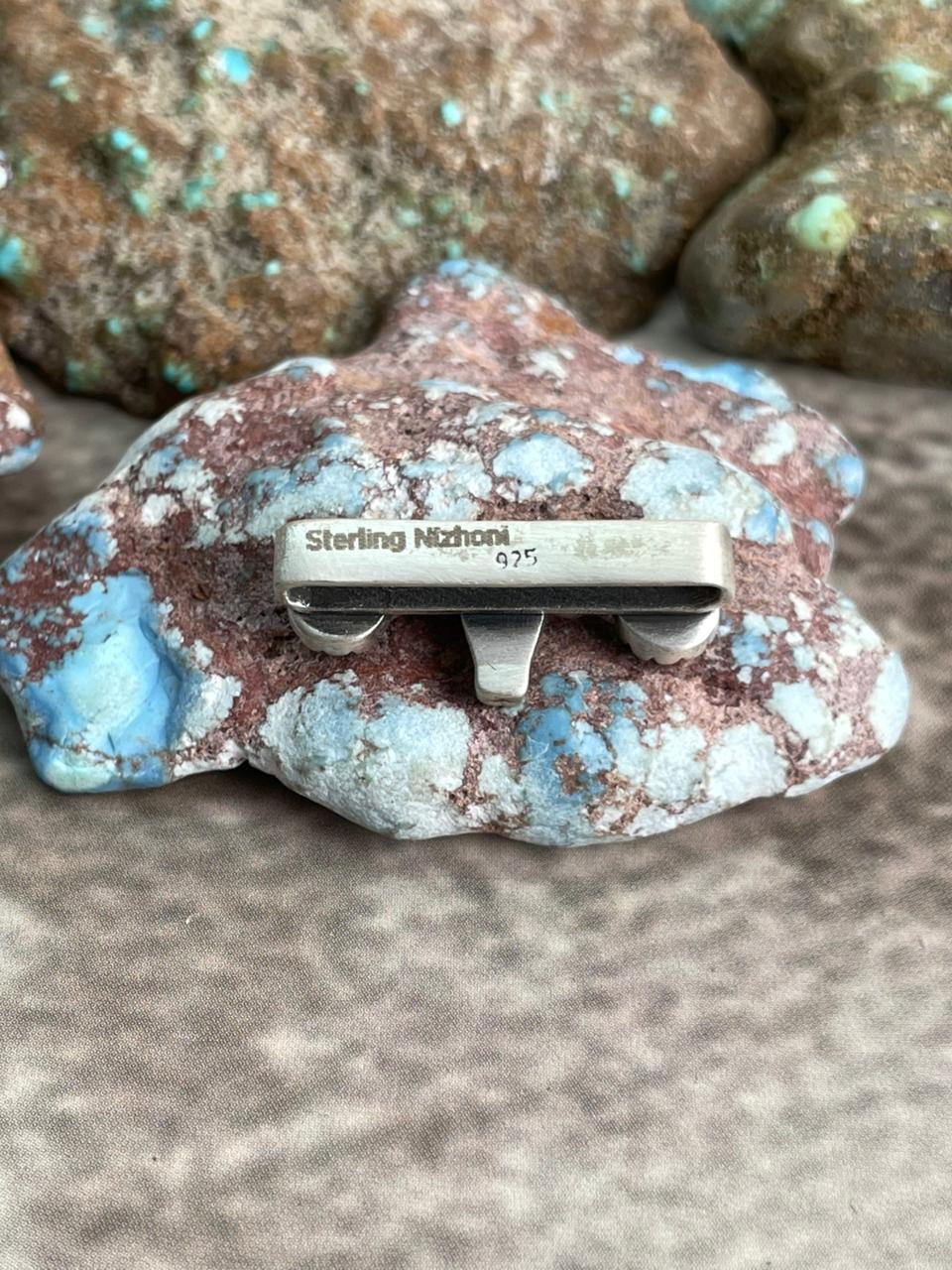 Handmade Sterling Silver Kingman Turquoise Watch Charms with Signed Nizhoni