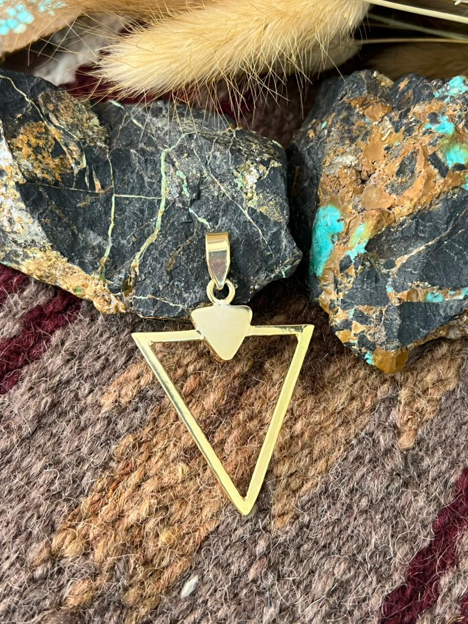 “The Golden Collection” Handmade Gold-Palted Golden Hills Turquoise Pendant