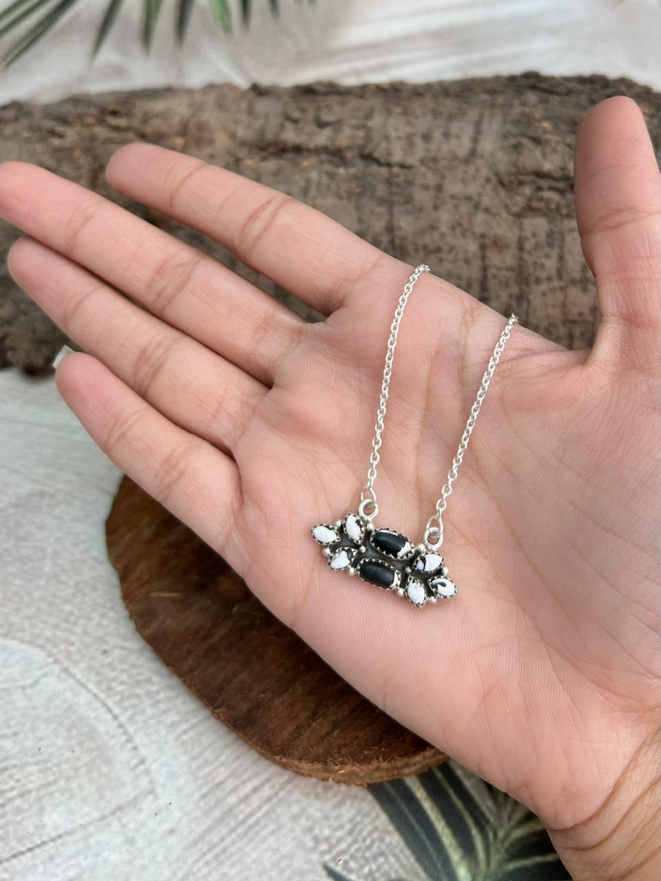 Handmade Sterling Silver White Buffalo Necklace "Signed Nizhoni"