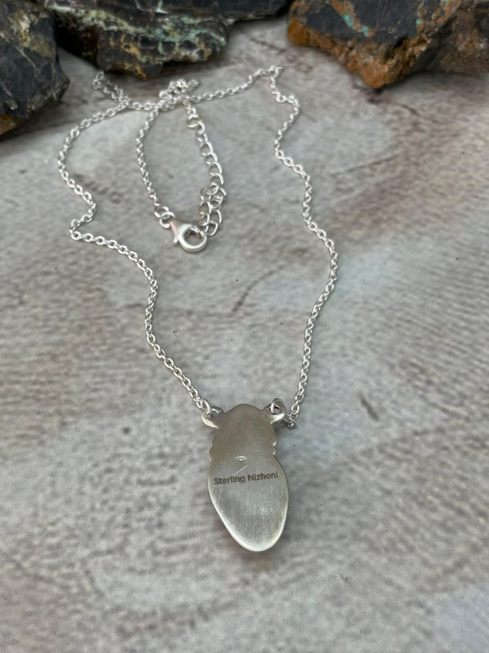 Handmade Sterling Silver Sonoran Mountain Turquoise Necklace "Signed Nizhoni"