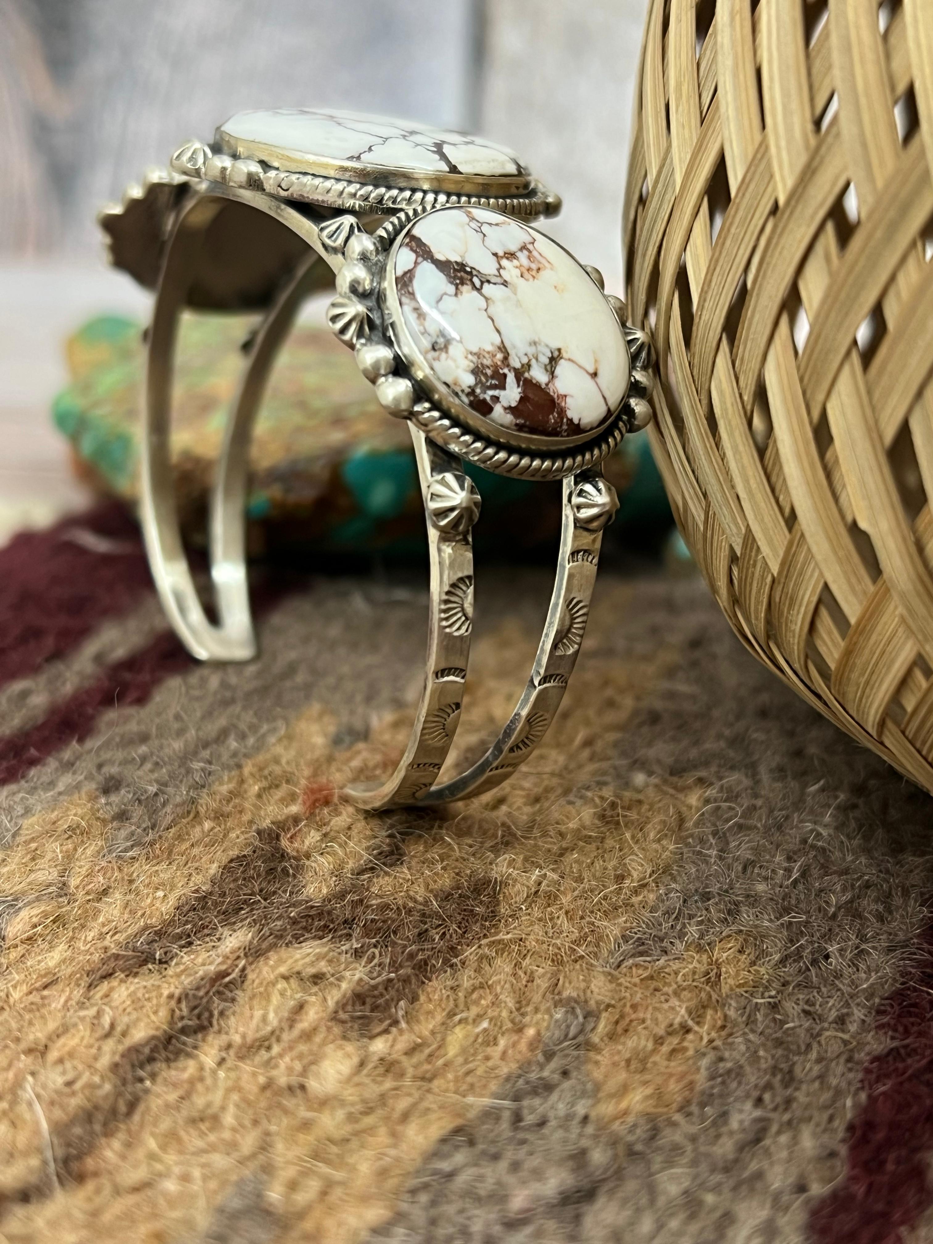 Handmade Sterling Silver Wild Horse Bracelet with Signed Nizhoni