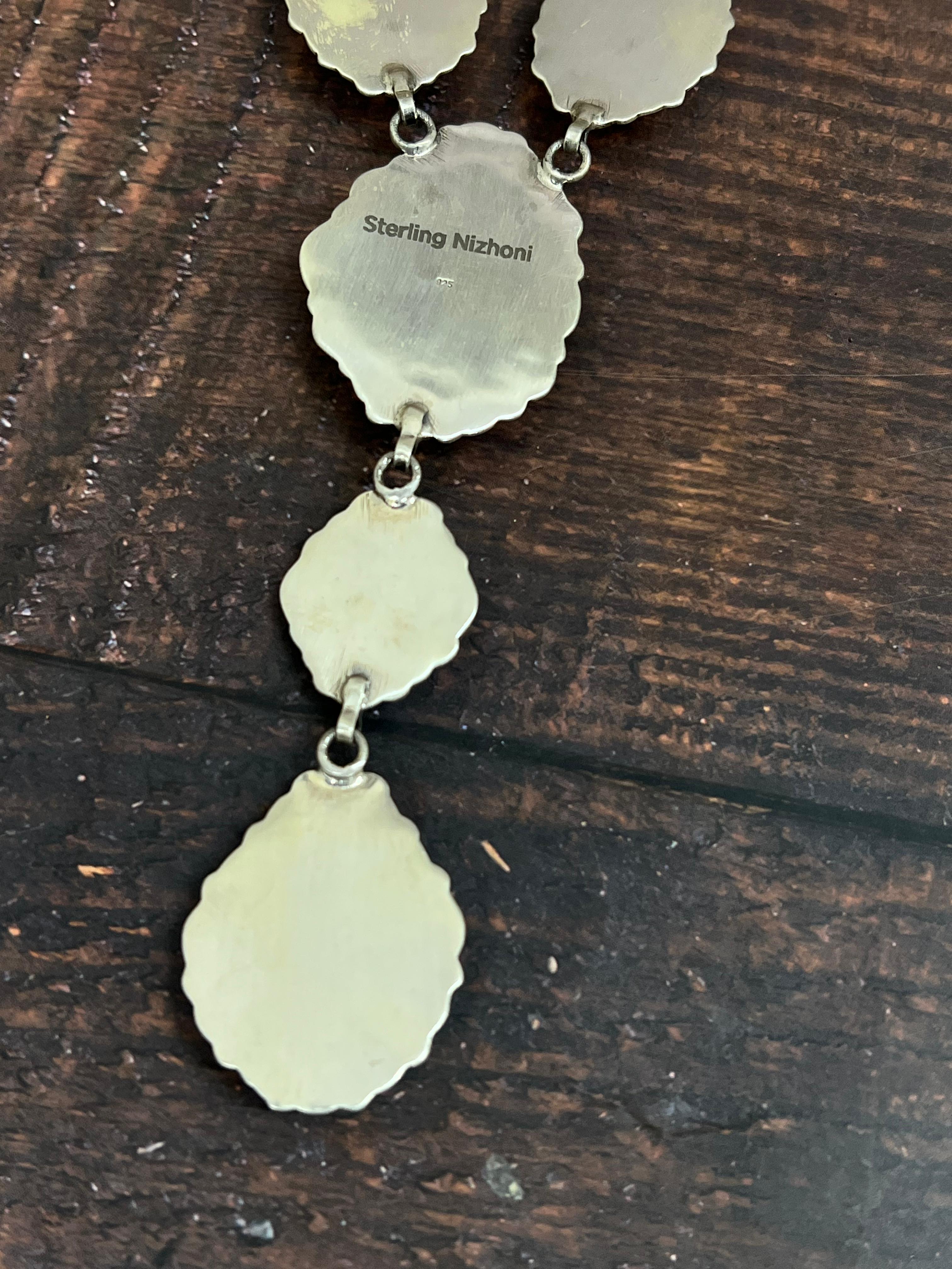 Handmade Sterling Silver Starfox Variscite Necklace Signed Nizhoni