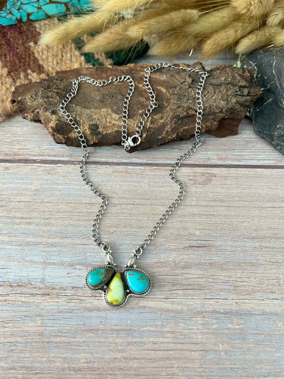 Handmade Sterling Silver Santa Maria with Palomino Necklace "Signed Nizhoni"