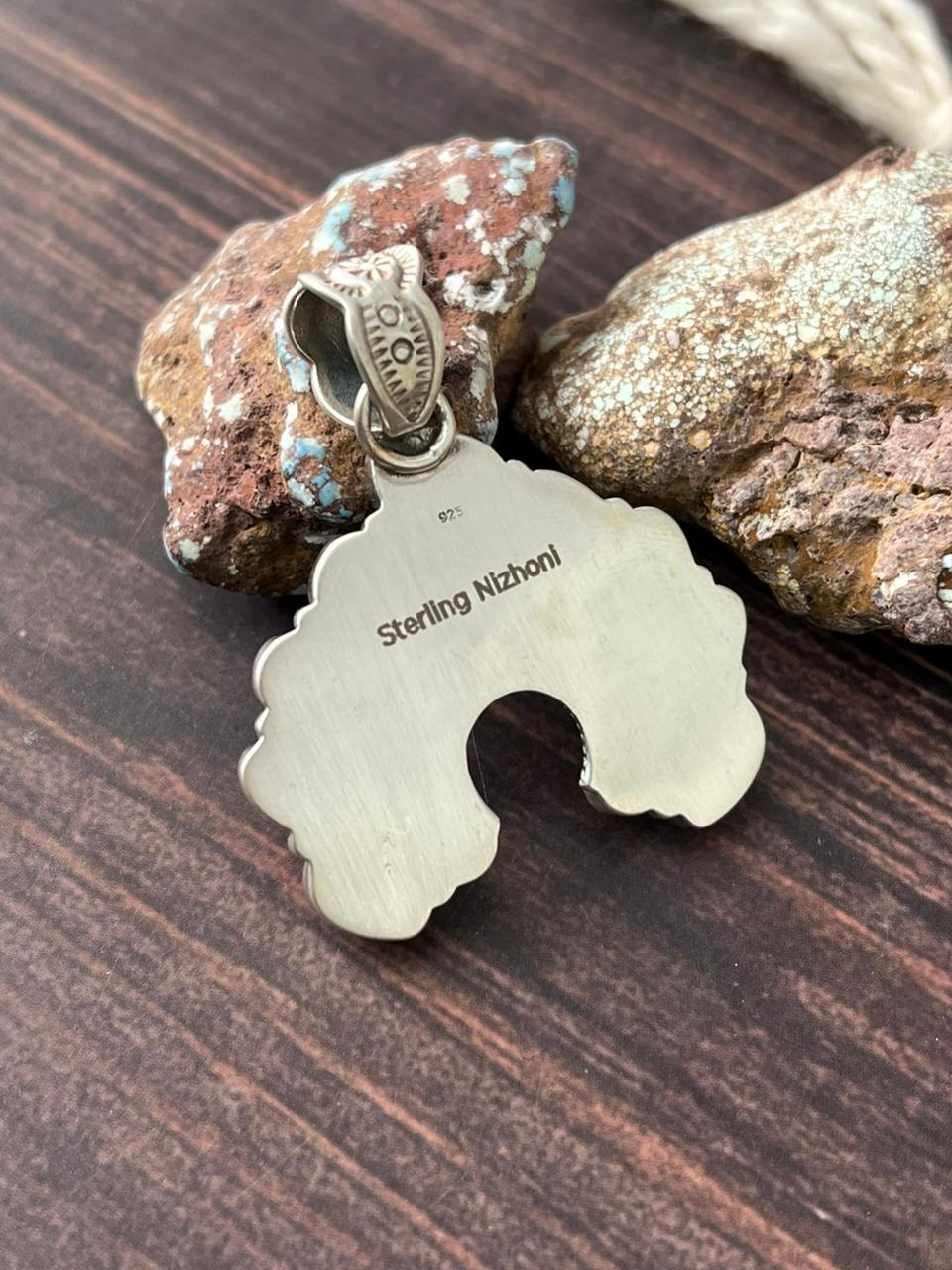 Handmade Sterling Silver Golden Hills with White Collection Pendant "Signed Nizhoni"