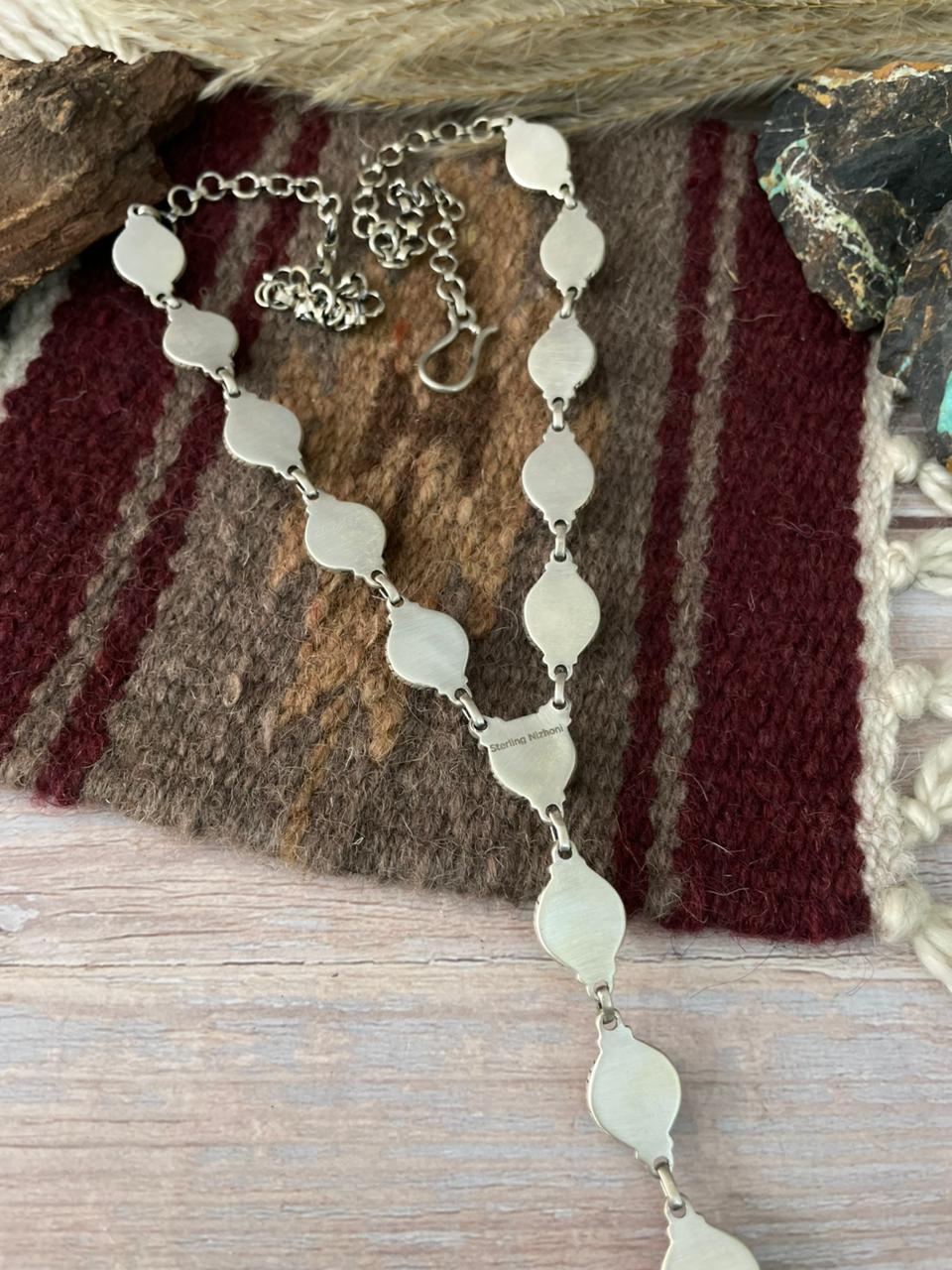 Handmade Sterling Silver Black Onyx 'Y Shaped' Necklace "Signed Nizhoni"