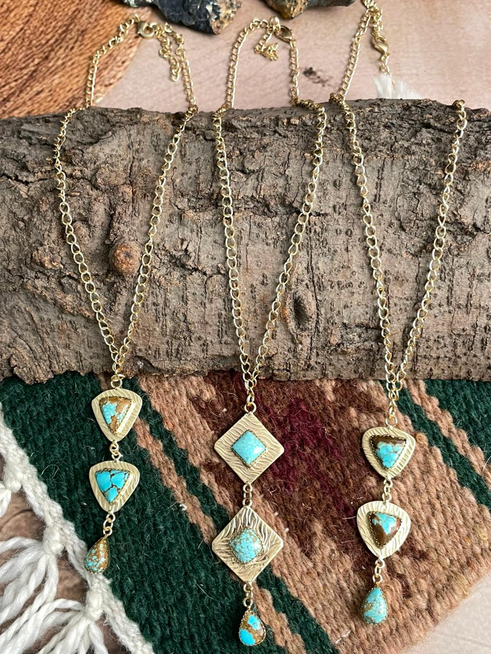 “The Golden Collection” Handmade Number 8 Turquoise with Gold Necklace