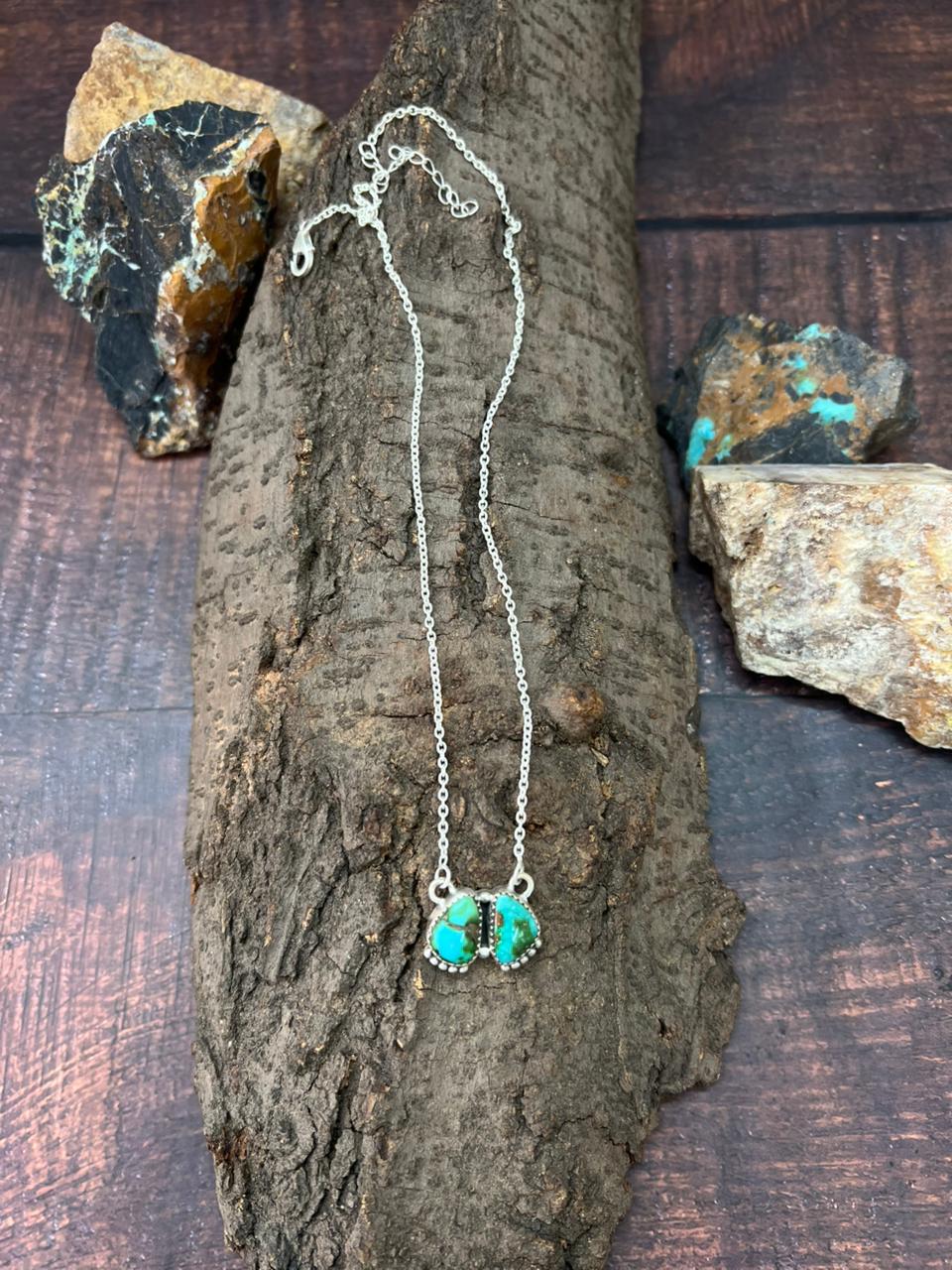 Handmade Sterling Silver Sonoran Mountain Turquoise Necklace "Signed Nizhoni"