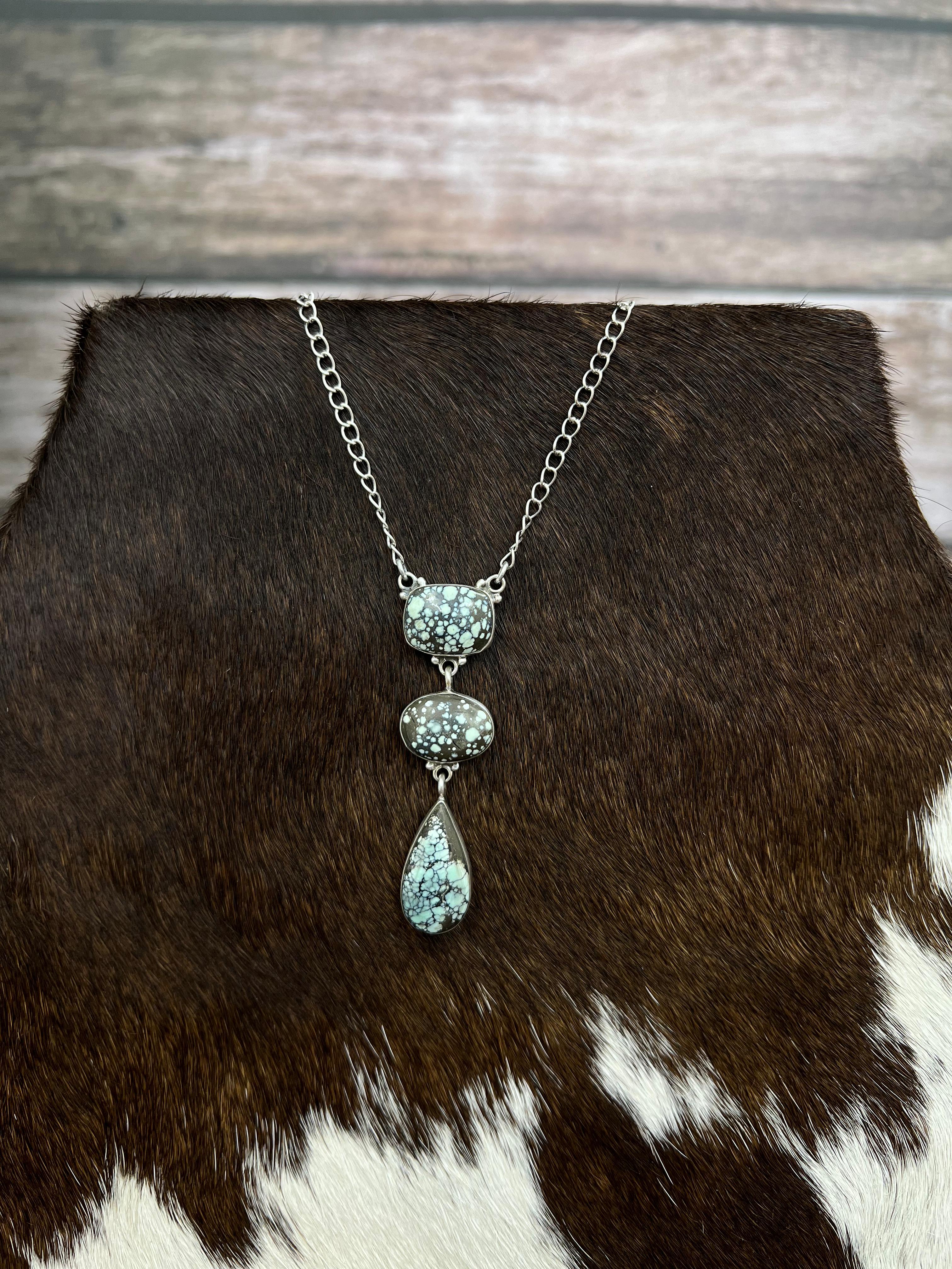 Handmade Sterling Silver Starfox Variscite Necklace Signed Nizhoni