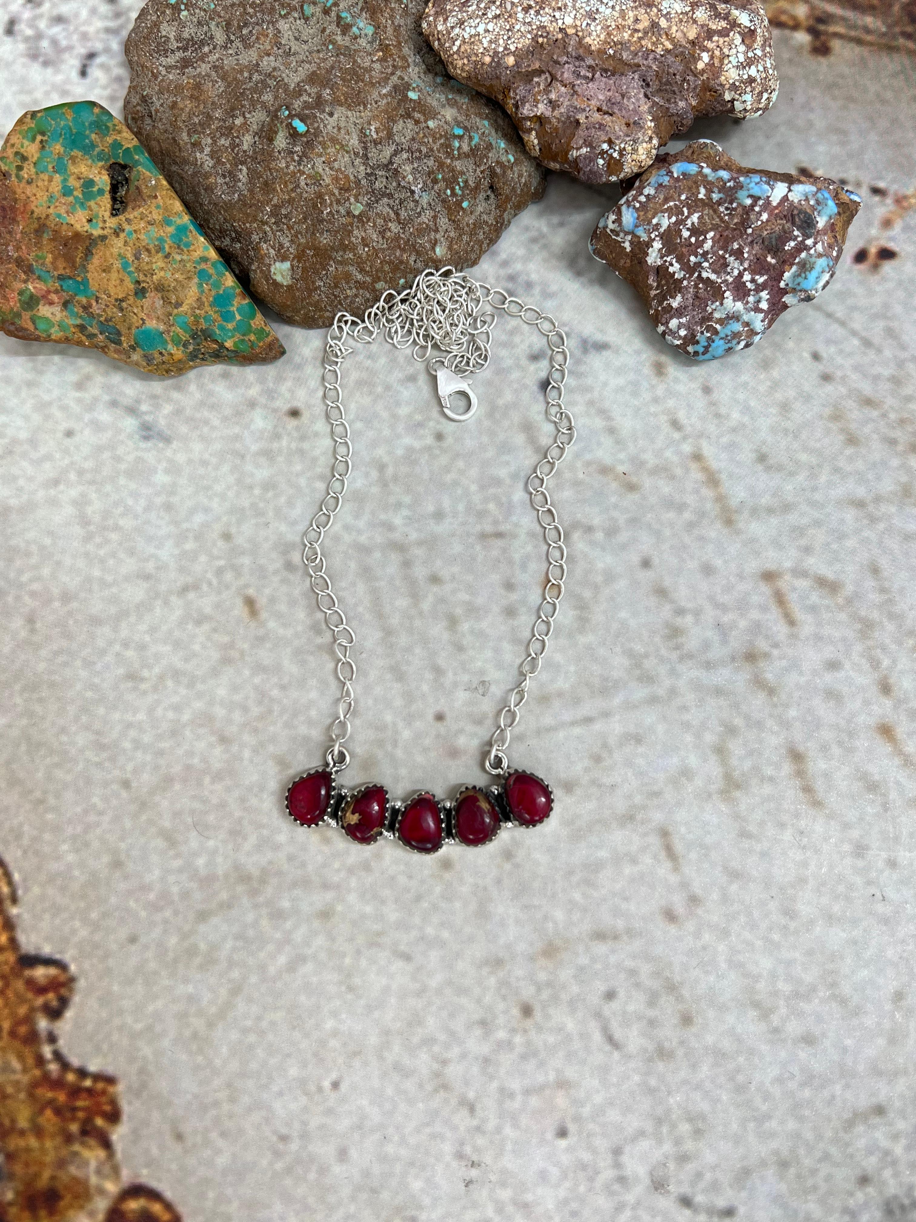 Handmade Sterling Silver Dahlia Rose Necklace with Signed Nizhoni