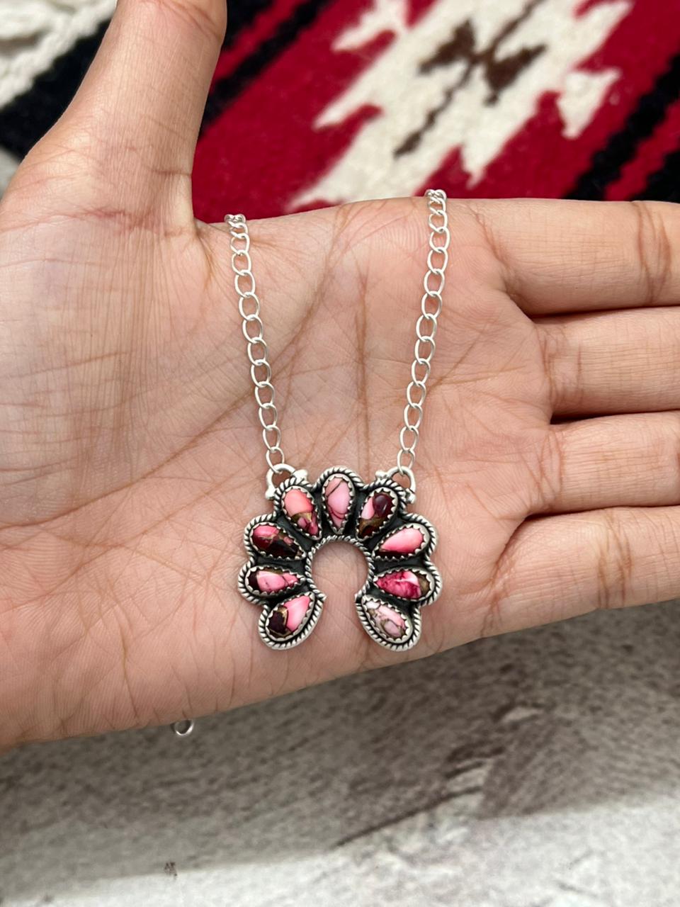 Handmade Sterling Silver Dahlia Rose Naja Necklace "Signed Nizhoni"