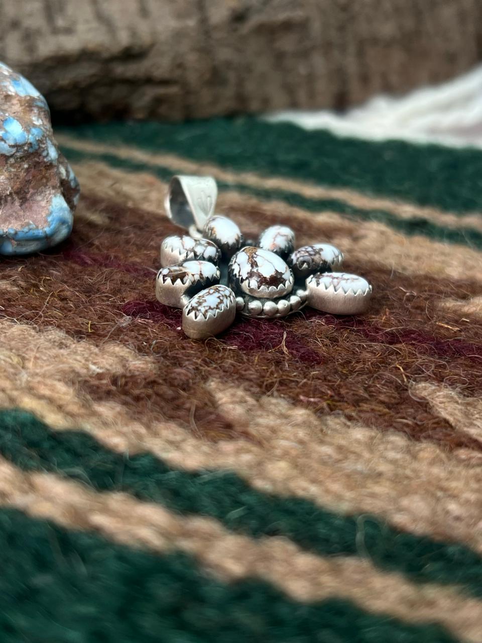 Handmade Sterling Silver Wildhorse Magnesite Pendant "Signed Nizhoni"