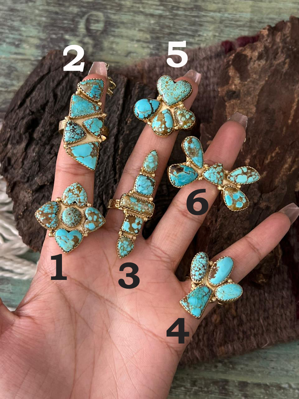 “The Golden Collection” Handmade Number 8 Turquoise with Gold Adjustable Ring