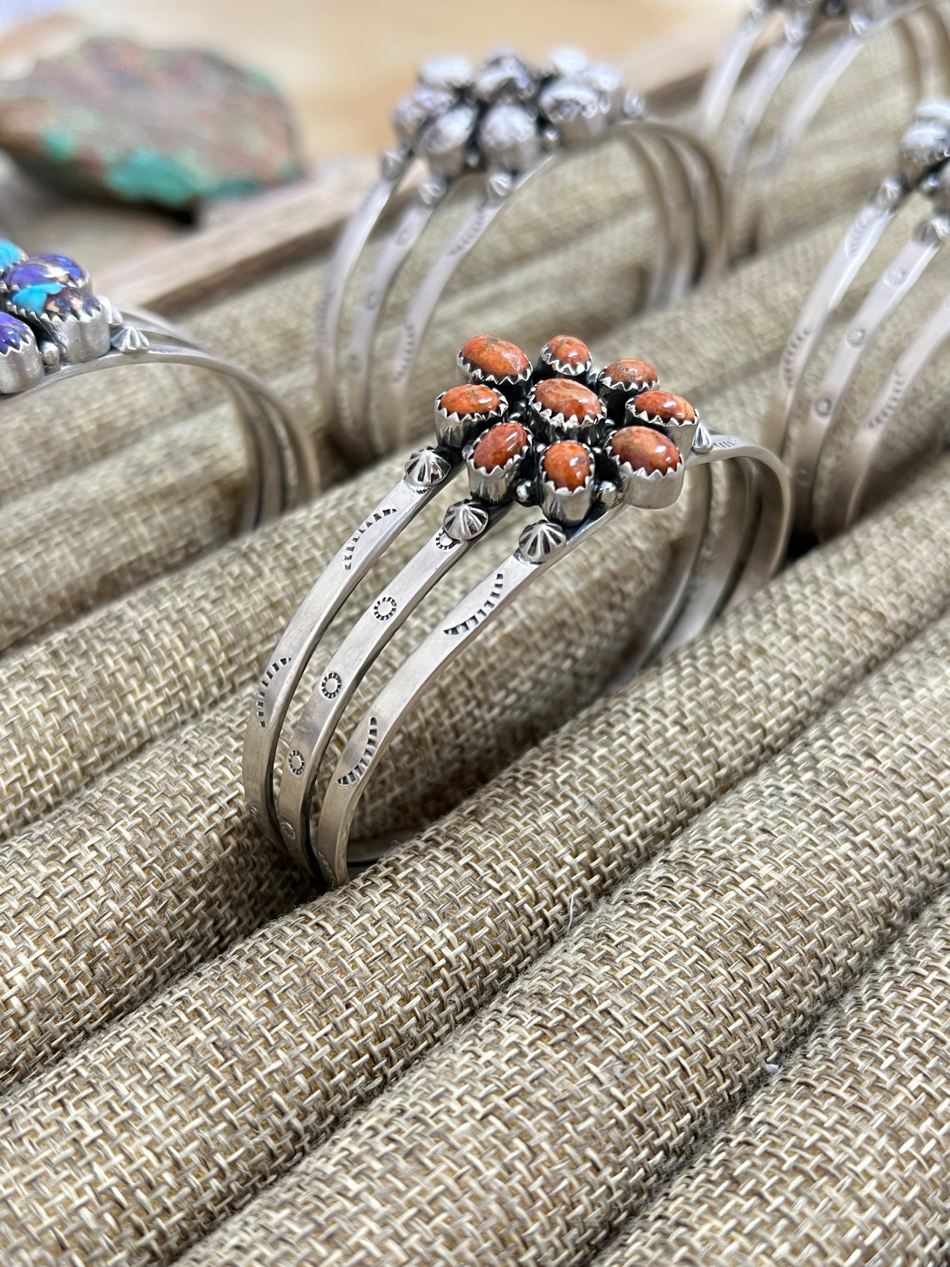 Handmade Sterling Silver Multi Stones Bracelet with Signed Nizhoni (5)