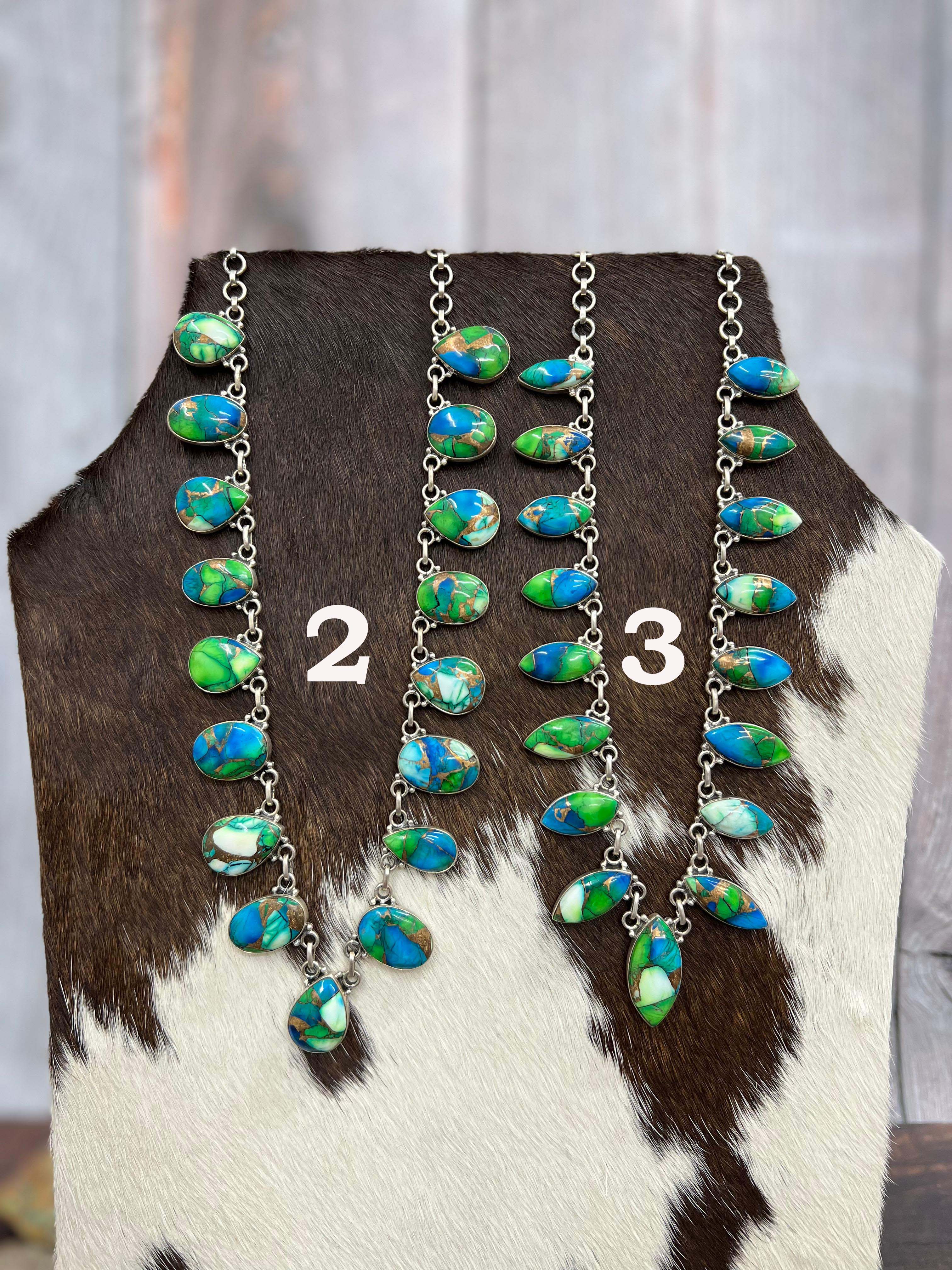 Handmade Sterling Silver Peacock Dahlia Necklace with Signed Nizhoni