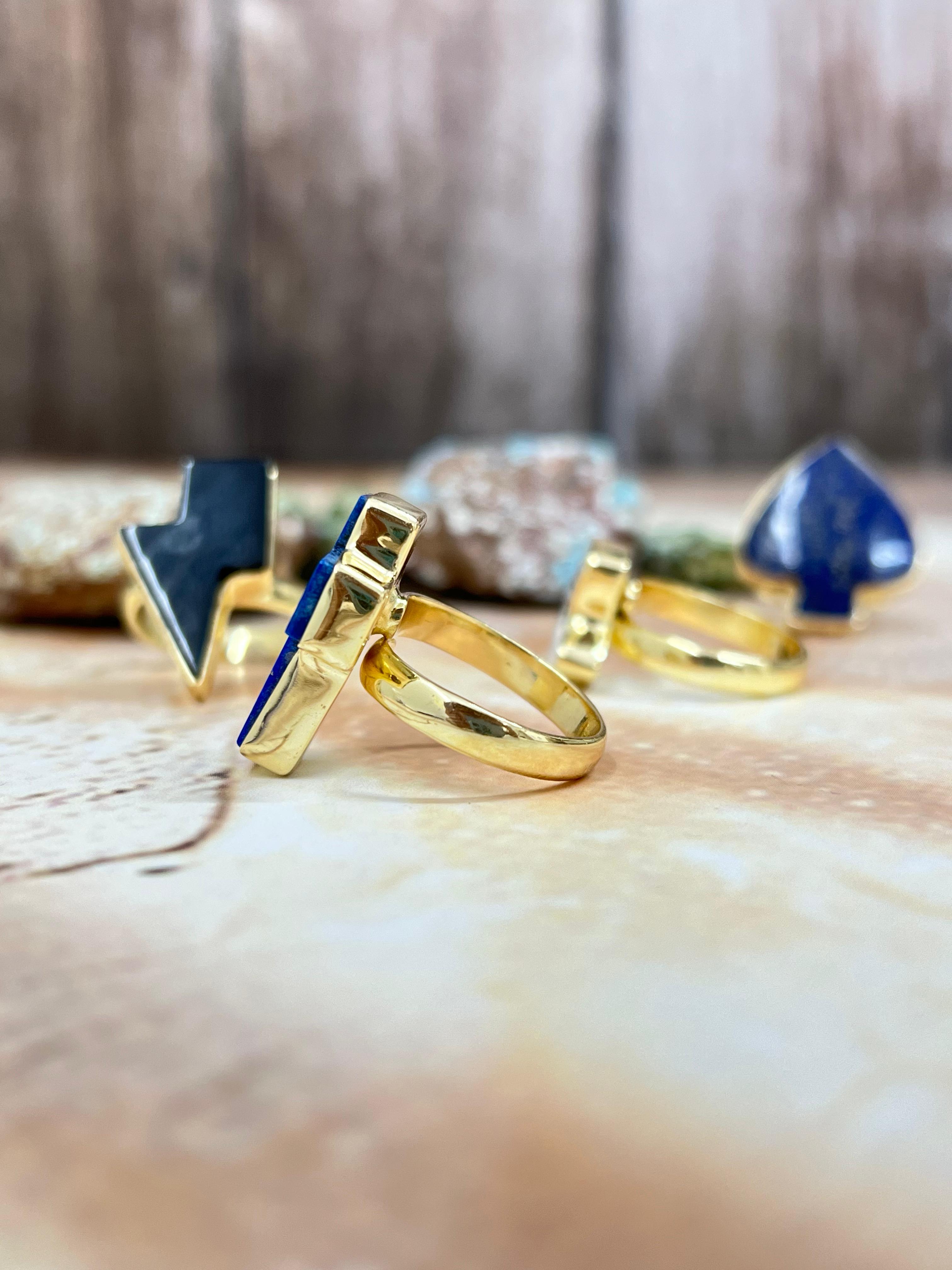 “The Golden Collection” Natural Wild Horse, Lapis, Black Onyx Adjustable Ring