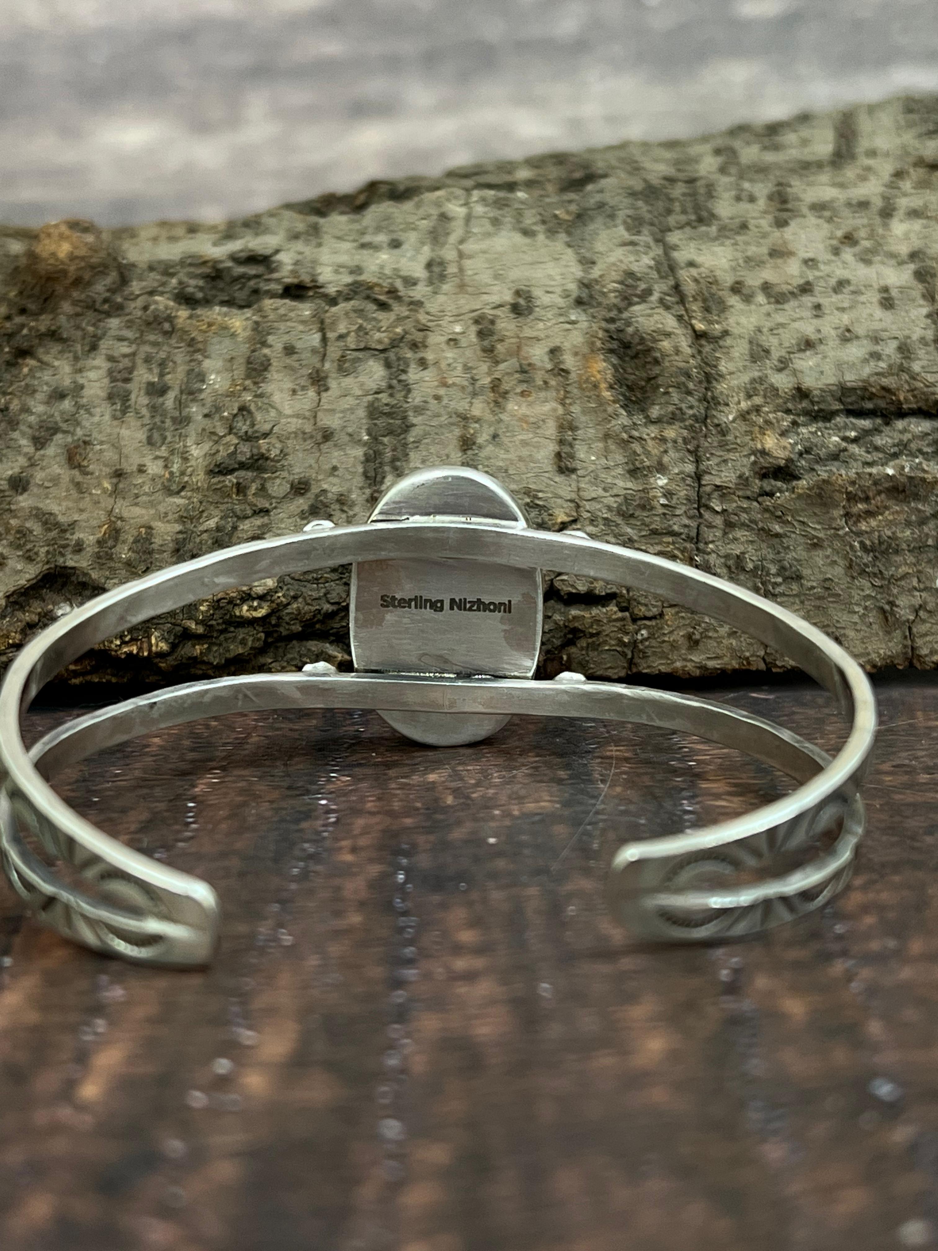 Handmade Sterling Silver Starfox Variscite Cuff Bracelet Signed Nizhoni