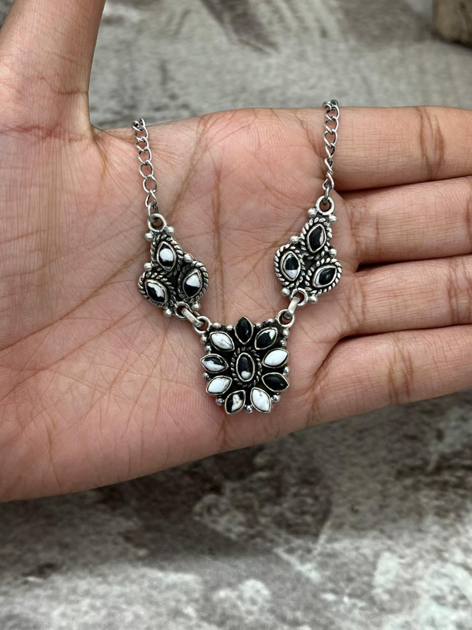 Handmade Sterling Silver White Buffalo Necklace "Signed Nizhoni"