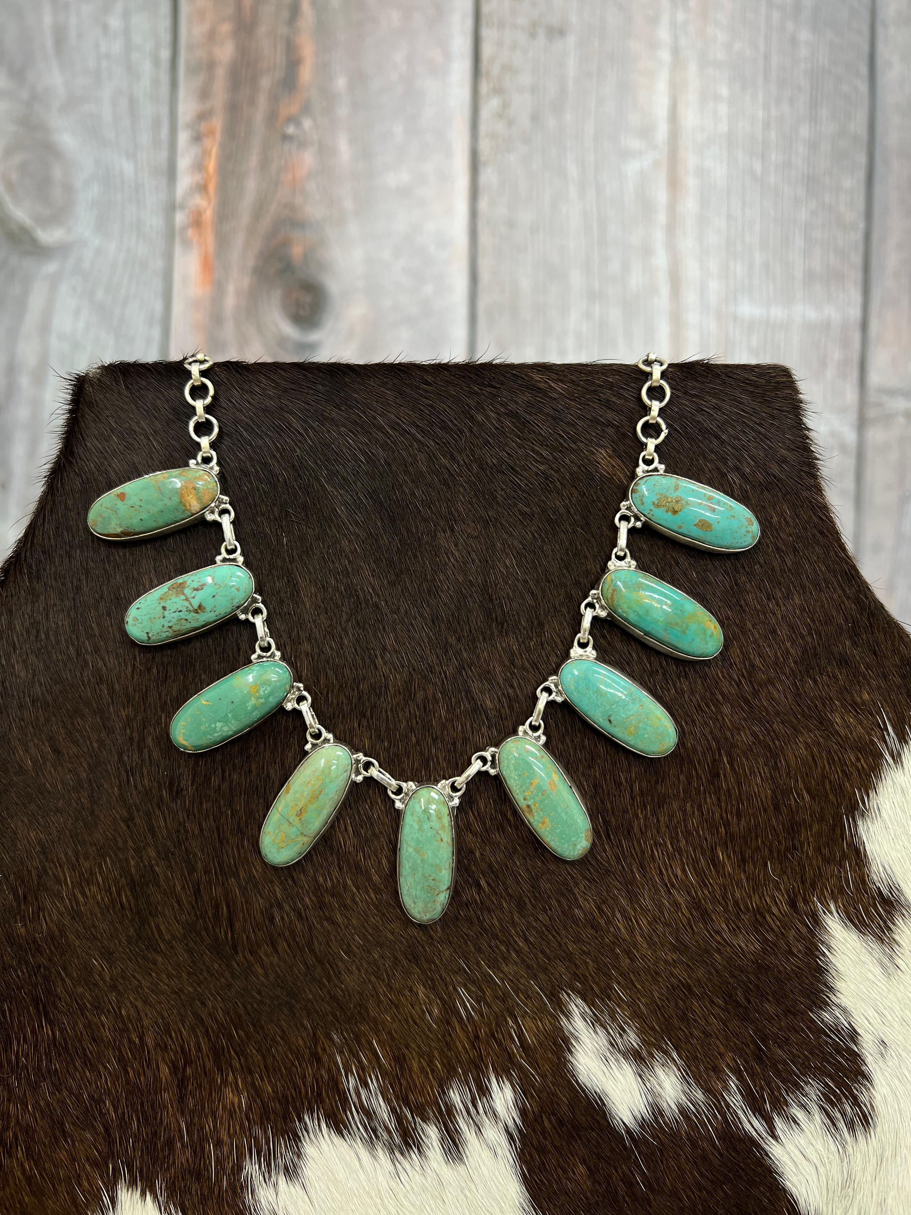 Handmade Sterling Silver Royston Turquoise Choker Necklace with Signed Nizhoni (1)