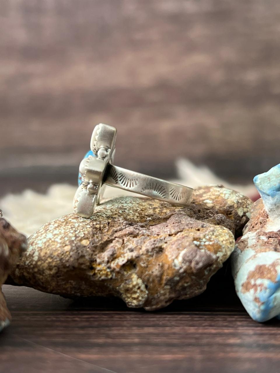 Handmade Sterling Silver Golden Hills with White Collection Adjustable Ring "Signed Nizhoni"