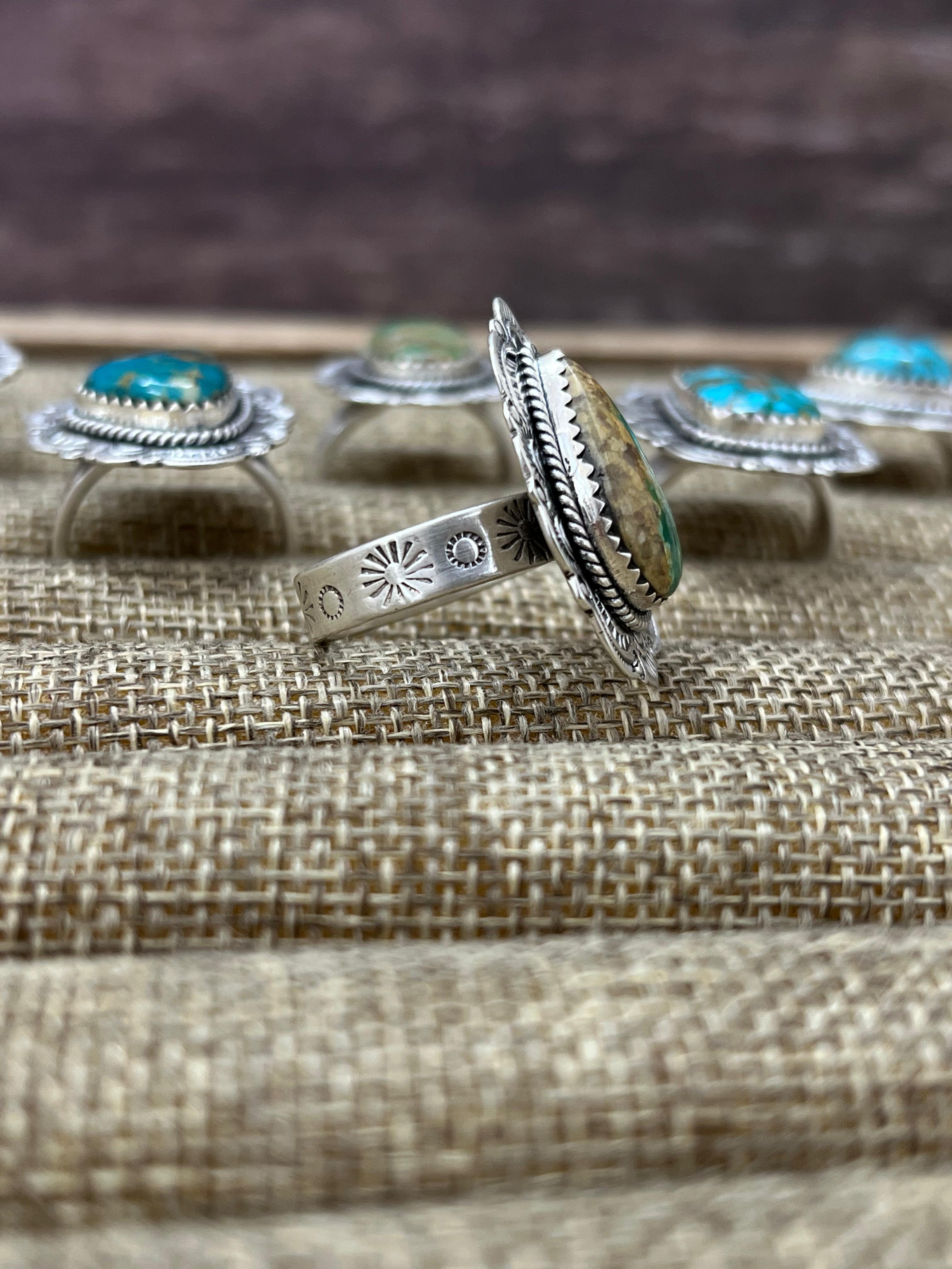 Handmade Sterling Silver Hardy Pit Adjustable Ring with Signed Nizhoni