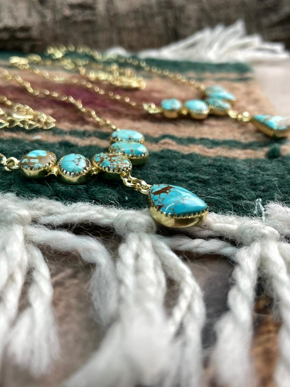 “The Golden Collection” Handmade Number 8 Turquoise with Gold Drop Necklace