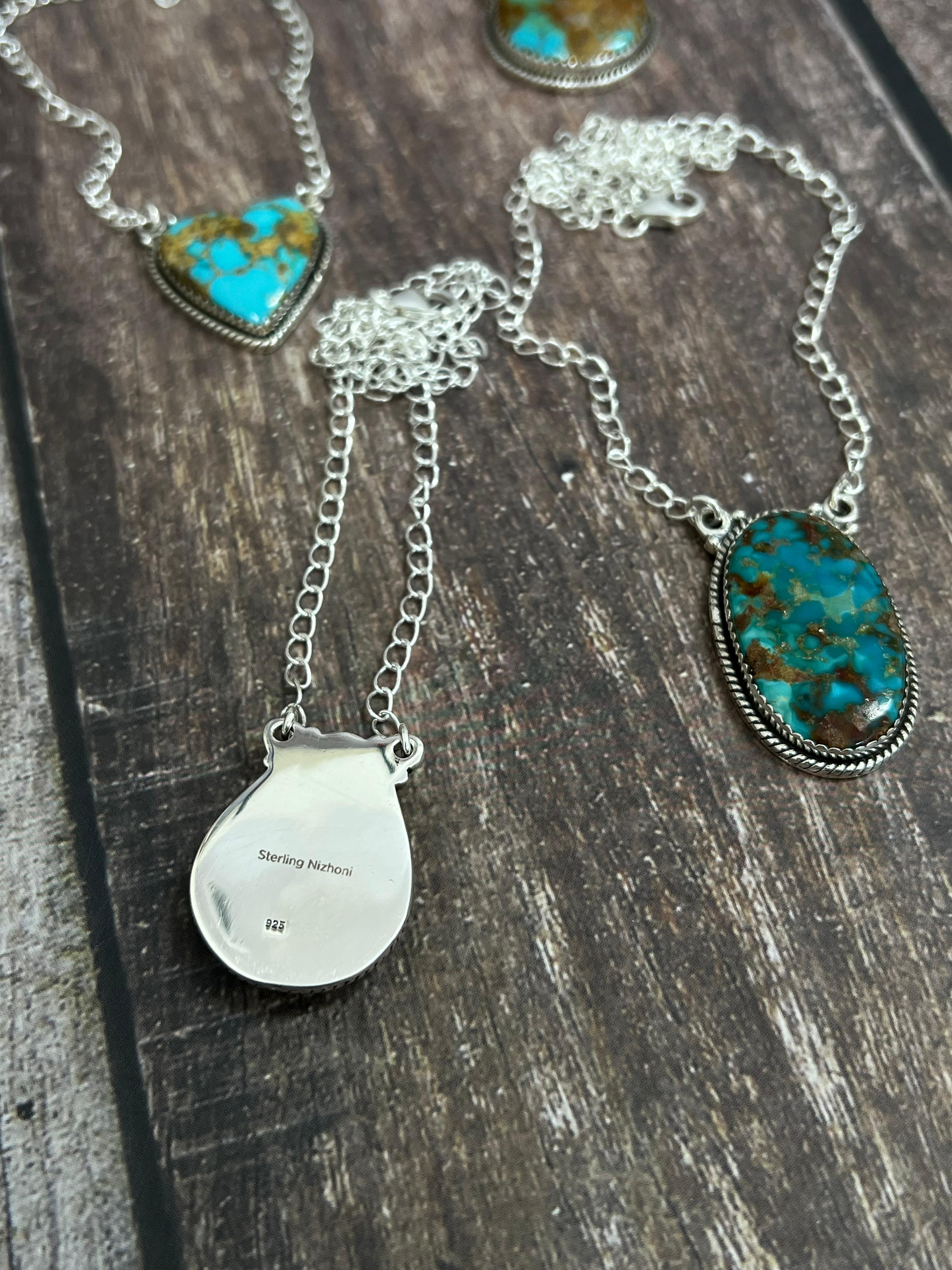 Handmade Sterling Silver Hardy Pit Necklace with Signed Nizhoni