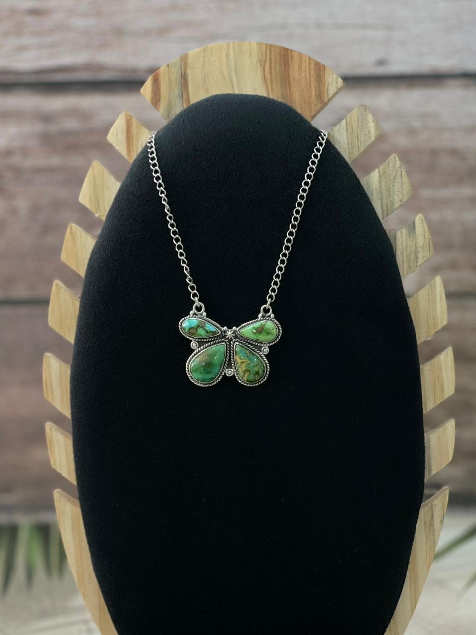 Handmade Sterling Silver Sonoran Mountain Turquoise Necklace "Signed Nizhoni"