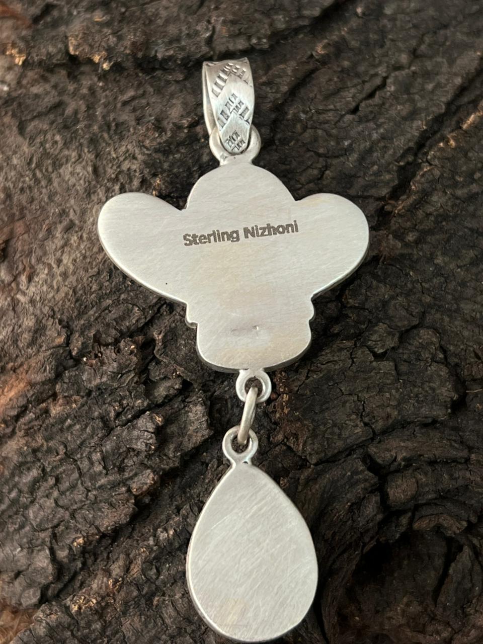 Handmade Sterling Silver Golden Hills Turquoise Pendant "Signed Nizhoni"