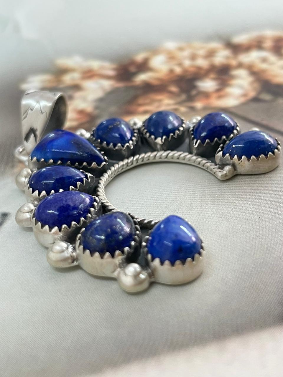 Handmade Sterling Silver Lapis Naja Pendant "Signed Nizhoni"