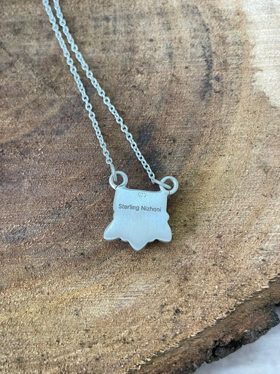 Handmade Sterling Silver Kingman Turquoise Necklace "Signed Nizhoni"