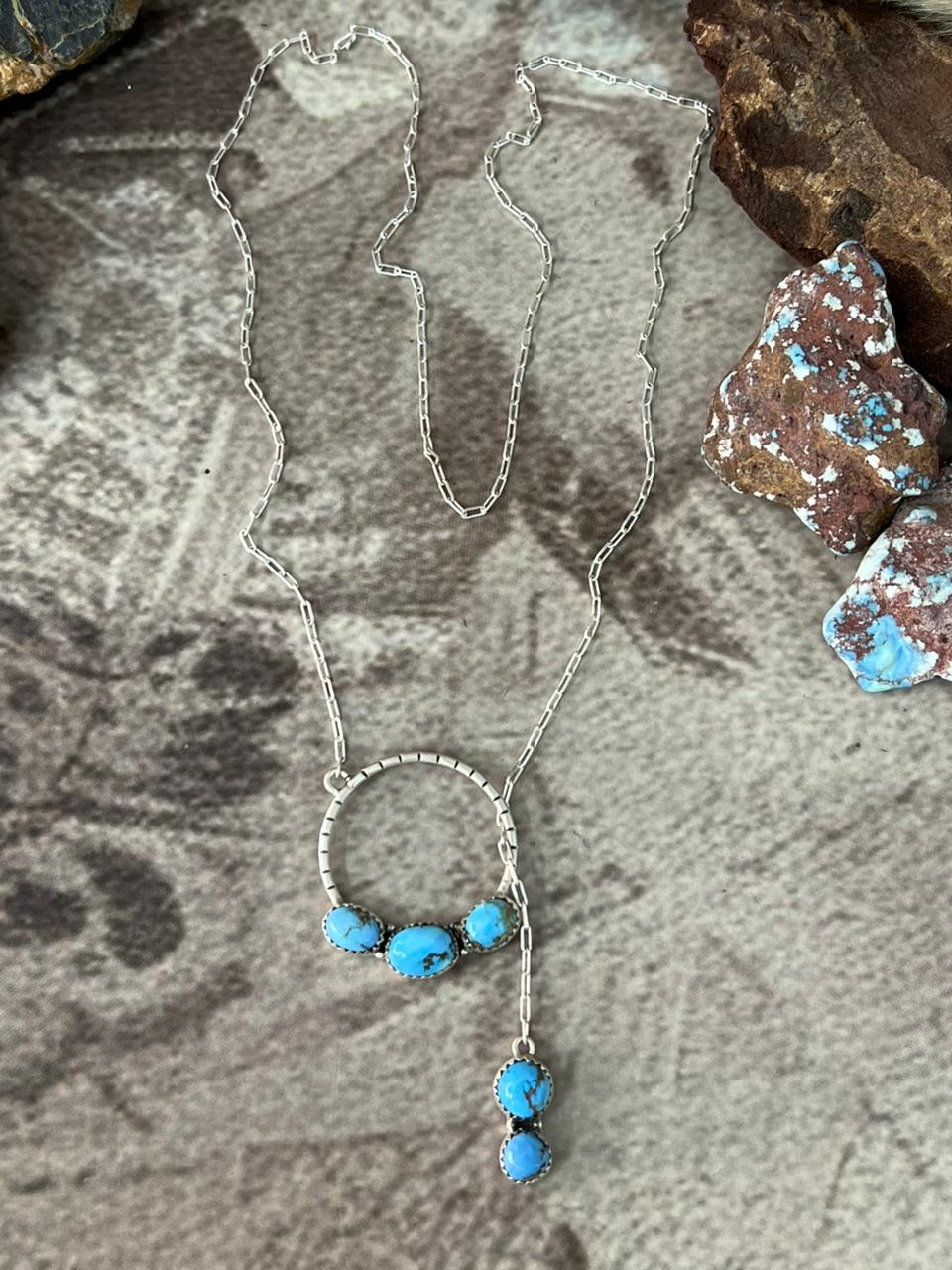 Handmade Sterling Silver Golden Hills Turquoise Necklace "Signed Nizhoni"