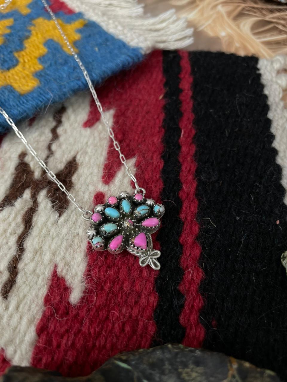 Handmade Sterling Silver Cotton Candy Necklace "Signed Nizhoni"